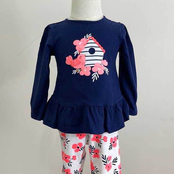 Gymboree Baby Boats & Blooms Flower Bird Shirt & Pants Outfit 2-Piece Set - Picture 6 of 16
